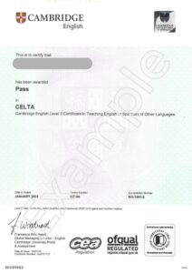 celta certificate - example