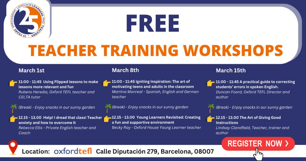 Free teacher training workshops at Oxford TEFL